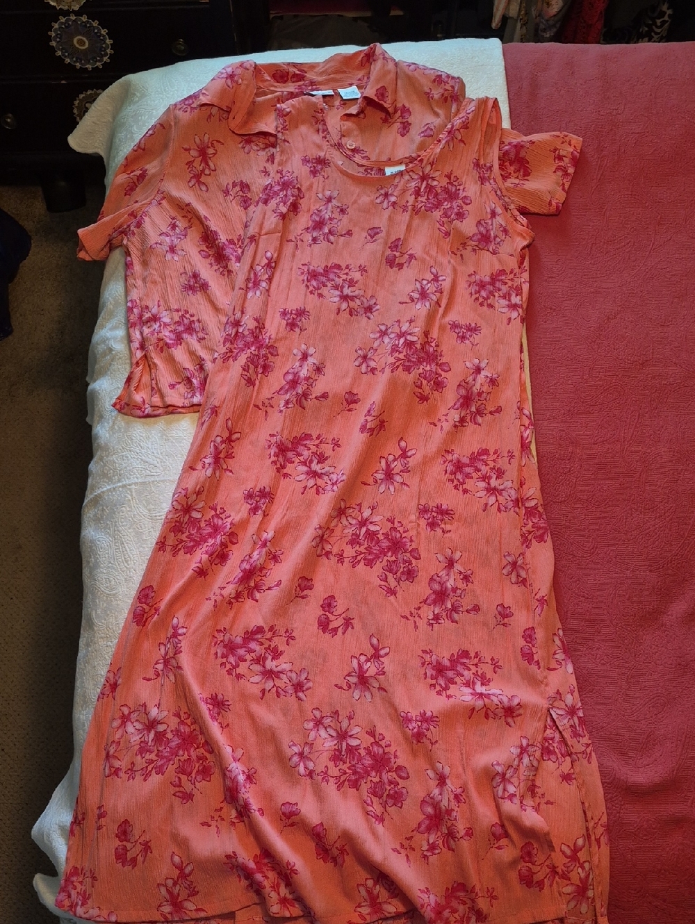 Fashion Bug Coral-Pink Floral Maxi Dress